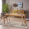 Christopher Knight Home Alma Dining Table, 6-Seater, Rubberwood with Walnut Veneer, Mid-Century, Natural Oak Finish(Dining Table)