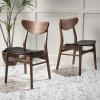 Christopher Knight Home Anise Leather / Walnut Dining Chairs, 2-Pcs Set, Dark Brown / Walnut Finish(Dark Brown / Walnut Finish)