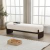 Christopher Knight Home Arden Minimalist Style Rectangular Loop Yarn Fabric Ottoman Bench, Rubberwood Frame, Entryway Bench, Living Room Sofa Extra Seat, End of Bed Footstool, Beige+Brown(Beige+brown)