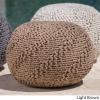 Christopher Knight Home Aria Outdoor Fabric Weave Pouf, Light Brown