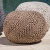Christopher Knight Home Aria Outdoor Fabric Weave Pouf, Light Brown