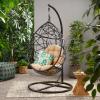 Christopher Knight Home CKH Wicker Tear Drop Hanging Chair, Brown