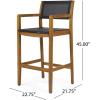 Christopher Knight Home Calista Acacia Wood Barstools with Outdoor Mesh (Set of 2), Teak and Black