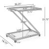 Christopher Knight Home Caraway Modern Iron and Glass 2 Tier Bar Cart, Silver