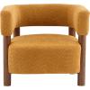 Christopher Knight Home Carly Low Profile Accent Chair, Round Backrest Side Chair, Living Room Armchair with Boucle Fabric Cushion, Comfy Reading Chair for Bedroom, Wooden Single Lounge Sofa, Yellow