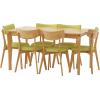Christopher Knight Home Carmody Wood and Fabric 7 Piece Upholstered Dining Set, 20.25 “W x 20.25 “D x 31.5 “H, Natural Oak + Green Tea