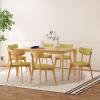 Christopher Knight Home Carmody Wood and Fabric 7 Piece Upholstered Dining Set, 20.25 “W x 20.25 “D x 31.5 “H, Natural Oak + Green Tea
