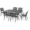 Christopher Knight Home Cayman Outdoor 6-Seater Cast Aluminum Dining Set, 7-Pcs Set, Black Sand and TropiShade 30 Pound Black Powder Coated Cast Iron Umbrella Stand