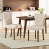 Christopher Knight Home Chastin Upholstered Dining Chairs – Set of 2, Rubberwood with Chic Button-Tufted Backrest, Indoor for Kitchen & Dining Room, Cream