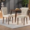 Christopher Knight Home Chastin Upholstered Dining Chairs – Set of 2, Rubberwood with Chic Button-Tufted Backrest, Indoor for Kitchen & Dining Room, Cream