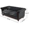 Christopher Knight Home Chesterfield Velvet Loveseat, 2-Seater Rolled Arm Upholstered Sofa Couch, Tufted Button Backrest and Birch Wood Leg, Living Room, Bedroom, Home Office, Dark Gray + Espresso(Dark Gray + Espresso)