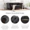 Christopher Knight Home Chesterfield Velvet Loveseat, 2-Seater Rolled Arm Upholstered Sofa Couch, Tufted Button Backrest and Birch Wood Leg, Living Room, Bedroom, Home Office, Dark Gray + Espresso(Dark Gray + Espresso)
