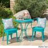 Christopher Knight Home Colmar Outdoor Iron Bistro Set, 3-Pcs Set, Matte Teal