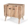 Christopher Knight Home Dalton Mid-Century Modern 2-Door Mango Wood Buffet Cabinet with Spacious Drawers, Living Room/Dining Room/Entryway/Hallway Storage Sideboard, Natural Wood Finish Credenza