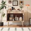 Christopher Knight Home Dalton Mid-Century Modern 2-Door Mango Wood Buffet Cabinet with Spacious Drawers, Living Room/Dining Room/Entryway/Hallway Storage Sideboard, Natural Wood Finish Credenza