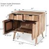 Christopher Knight Home Dalton Mid-Century Modern 2-Door Mango Wood Buffet Cabinet with Spacious Drawers, Living Room/Dining Room/Entryway/Hallway Storage Sideboard, Natural Wood Finish Credenza