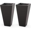 Christopher Knight Home Ella Outdoor Planter Sets, Large, Matte Black(Matte Black)