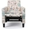 Christopher Knight Home Emmie Fabric Recliner (Set of 2), Light Beige with Blue Floral, Dark Brown