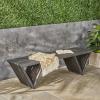 Christopher Knight Home Esme Outdoor Acacia Wood Bench, Dark Gray Finish(Bench)