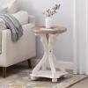 Christopher Knight Home Estelle French Country Accent Table with Round Top, Natural + Distressed White(Natural + Distressed White)