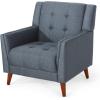 Christopher Knight Home Evelyn Mid Century Modern Fabric Arm Chair, Dark Gray, Walnut(Chair)