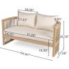 Christopher Knight Home Faine Acacia Wood Outdoor Loveseat Sofa, Patio Loveseat Furniture Set for 2 Seaters, Tub Design Patio Outdoor Sofa Couch with Woven Rope and Removable Cushion, Light Teak+Beige