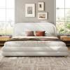 Christopher Knight Home Fika Boucle Upholstered Queen Size Bed Frame with Headboard, Modern Queen Bed Frame and Headboard, Wooden Slats Support, Easy Assembly, No Box Spring Needed, White(White)