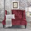 Christopher Knight Home GDFStudio Leona Modern Glam Tufted Velvet Wingback Loveseat, Wine and Dark Brown, 34.00 ”D x 50.25‘’W x 38.50” H