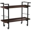Christopher Knight Home Gerard Industrial Wooden Bar Cart, Dark Walnut Finish / Black