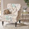 Christopher Knight Home Harrison Fabric Tufted Club Chair, White / Blue (29.5″D x 28″W x 33.5″H)(Floral)