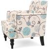 Christopher Knight Home Harrison Fabric Tufted Club Chair, White / Blue (29.5″D x 28″W x 33.5″H)(Floral)