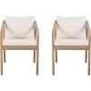 Christopher Knight Home Hawes Acacia Wood Outdoor Dining Chair Set of 2 with Cushion, Wooden Patio Dining Armchair Set with Rope Woven Backrest, Patio Furniture Set for Outdoor Dinner,Light Teak+Cream