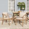 Christopher Knight Home Hawes Acacia Wood Outdoor Dining Chair Set of 2 with Cushion, Wooden Patio Dining Armchair Set with Rope Woven Backrest, Patio Furniture Set for Outdoor Dinner,Light Teak+Cream