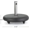 Christopher Knight Home Hayward 88lb Round Umbrella Base with Wheels and Stainless Steel Pole Handle, Black