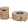 Christopher Knight Home Hearth Concrete Patio Fire Bowl, Outdoor Fire Pit and Tank Holder Set, Lightweight Concrete Tank Table, 30000BTU Round Fire Pit, Woodlike Texture, No Assembly Needed, Brown