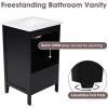 Christopher Knight Home Henie 20″ Bathroom Vanity with Ceramic Sink, Storage Cabinet with Door Organizer, Drawer, Acacia Wood Legs & MDF Wood, Space-Saving, Open Back, Adjustable Foot Pads, Black(Black)