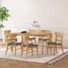 Christopher Knight Home Indoor Wood and Fabric 7 Piece Dining Set, Natural Oak and Dark Gray
