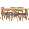 Christopher Knight Home Indoor Wood and Fabric 7 Piece Dining Set, Natural Oak and Dark Gray