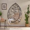 Christopher Knight Home Isaiah Indoor/Outdoor Wicker Tear Drop Hanging Chair (Stand Not Included), Multi-Brown and Tan