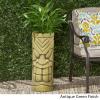 Christopher Knight Home Jayleen Outdoor Polynesian Urn, Antique Green Finish