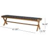 Christopher Knight Home Jeffery Outdoor Acacia Wood Bench with Rope Seating, Black and Teak 61×13.75×16.25 inches