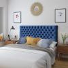 Christopher Knight Home Jezebel Velvet Headboard, Queen / Full, Navy Blue / Black Steel