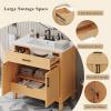 Christopher Knight Home Jones 36″ Bathroom Vanity with Ceramic Sink, Freestanding Bathroom Storage Cabinet, Wooden Bathroom Vanity Organizer, Pedestal Sink Storage Cabinet,Drawer+Rattan Door, Natural(Natural)