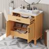 Christopher Knight Home Jones 36″ Bathroom Vanity with Ceramic Sink, Freestanding Bathroom Storage Cabinet, Wooden Bathroom Vanity Organizer, Pedestal Sink Storage Cabinet,Drawer+Rattan Door, Natural(Natural)