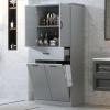 Christopher Knight Home Kirin Bathroom Storage Cabinet with 2 Baskets, Toilet Organzier with Adjustable Shelf, MDF Wood Frame, Soft-Closing Door, Space-Saving Furniture, Hotel/Apartment, Grey(Grey)
