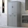 Christopher Knight Home Kirin Bathroom Storage Cabinet with 2 Baskets, Toilet Organzier with Adjustable Shelf, MDF Wood Frame, Soft-Closing Door, Space-Saving Furniture, Hotel/Apartment, Grey(Grey)