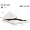 Christopher Knight Home Koma Queen Bed Frame Full Size, Boucle Upholstered Bedframe with Headboard, Unique Arch Shape Wooden Bed Base with Small Table, Easy Assembly, No Boxing Spring Needed, Beige