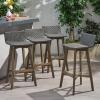 Christopher Knight Home La Brea Outdoor Wood & Wicker Barstools (Set of 4), Gray