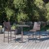 Christopher Knight Home Lala Outdoor 26″ Wicker Square Bar Set, 3-Pcs Set, Multibrown