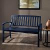 Christopher Knight Home Laurel Farmhouse Cottage Acacia Wood Bench, Pu Navy Blue